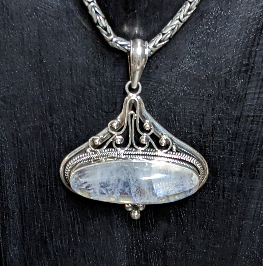 Luminous Moonstone Pendant - Floating Lotus