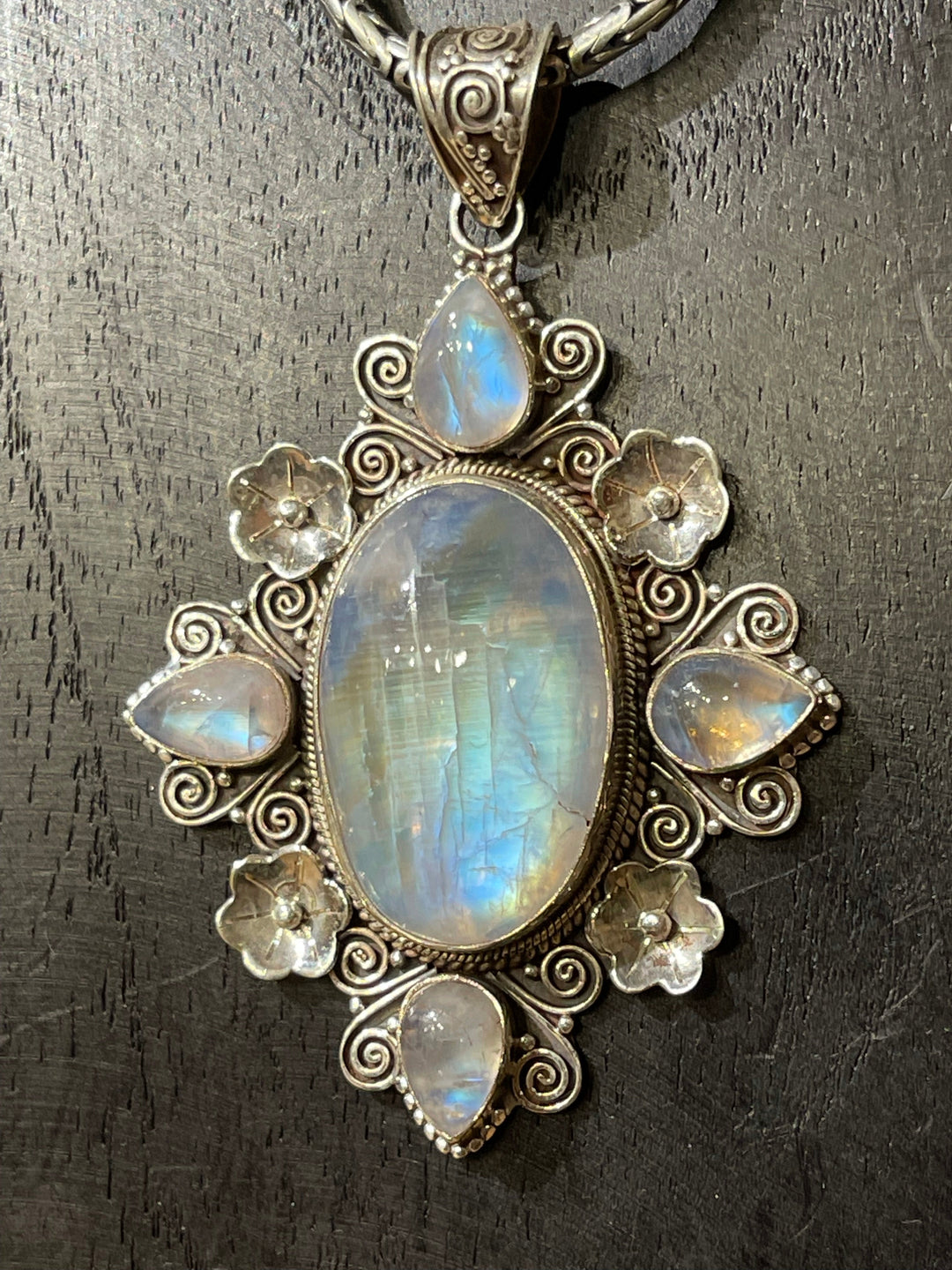 Luminous Moonstone Pendant - Floating Lotus