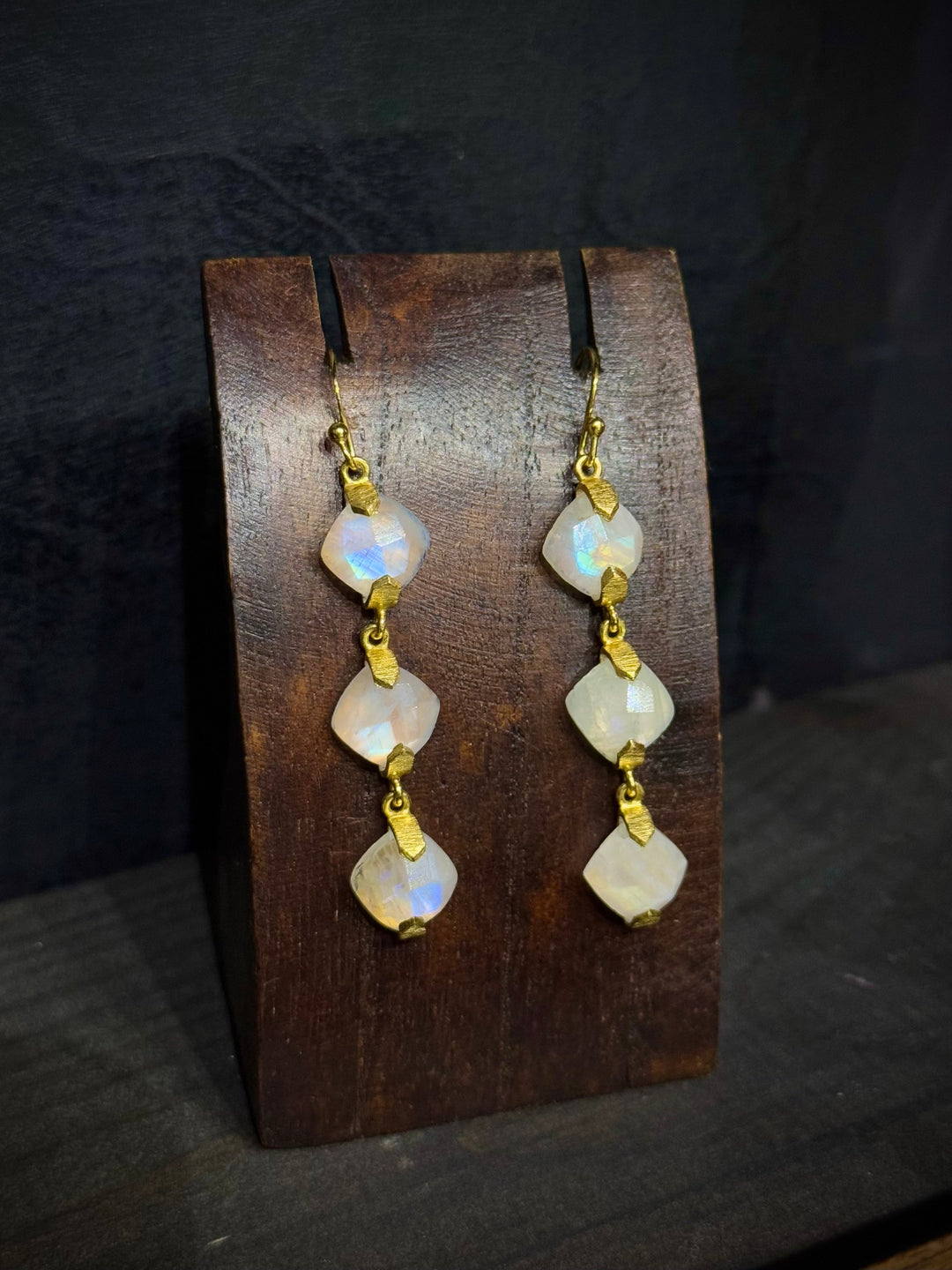 Moonstone Drop Earrings - Floating Lotus