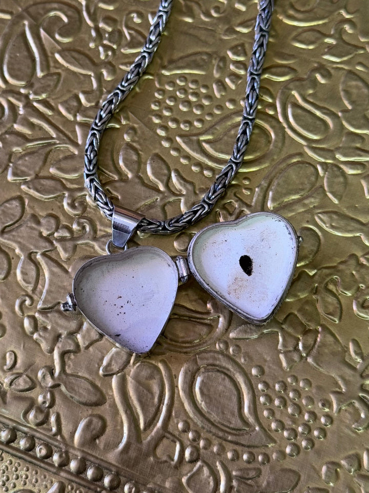 Moonstone Heart Locket Pendant - Floating Lotus