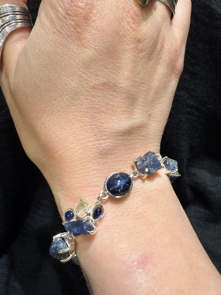 Multi - stone Star Sapphire and Topaz Bracelet - Floating Lotus