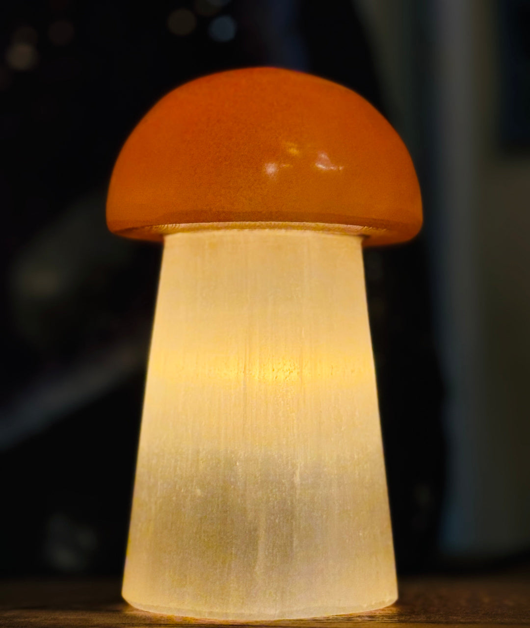 Mushroom Selenite Lamp - Floating Lotus