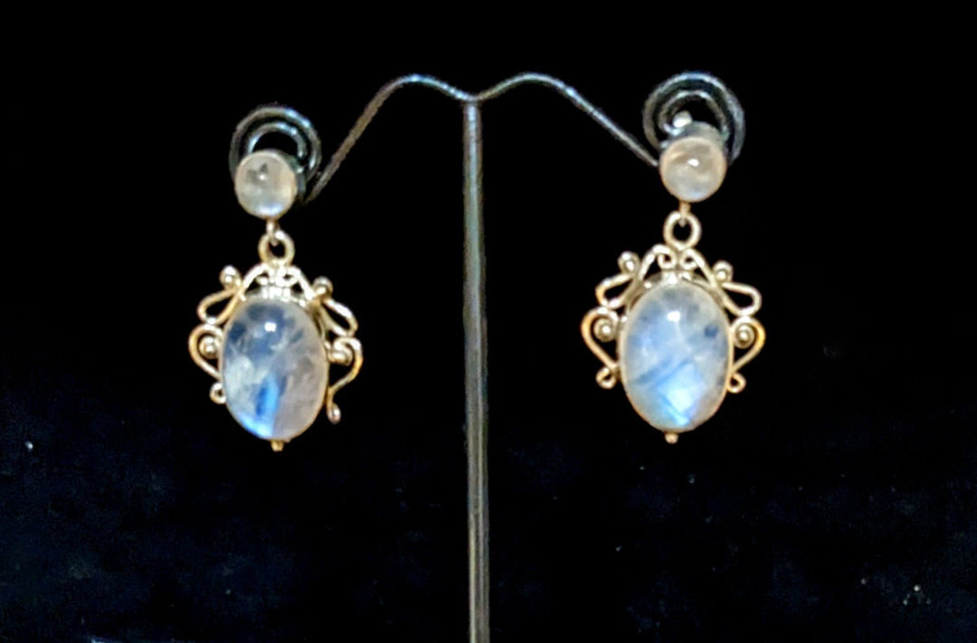 Mystical Moonstone Earrings - Floating Lotus