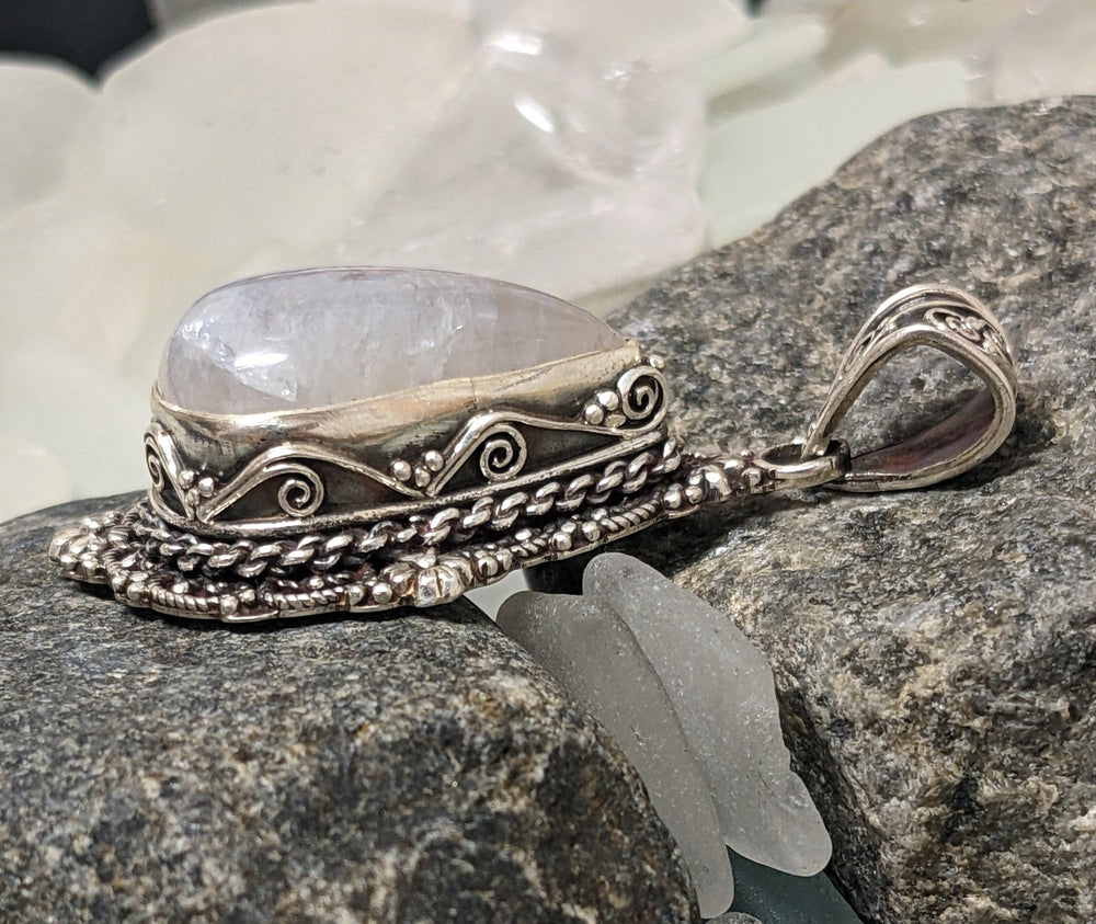 Mystical Moonstone with Exquisite Scrollwork - Floating Lotus