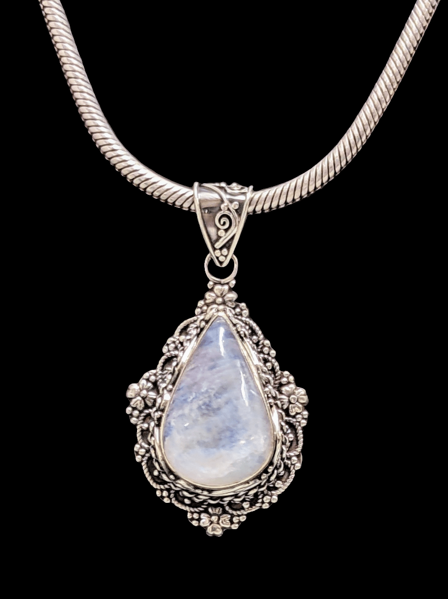 Mystical Moonstone with Exquisite Scrollwork - Floating Lotus