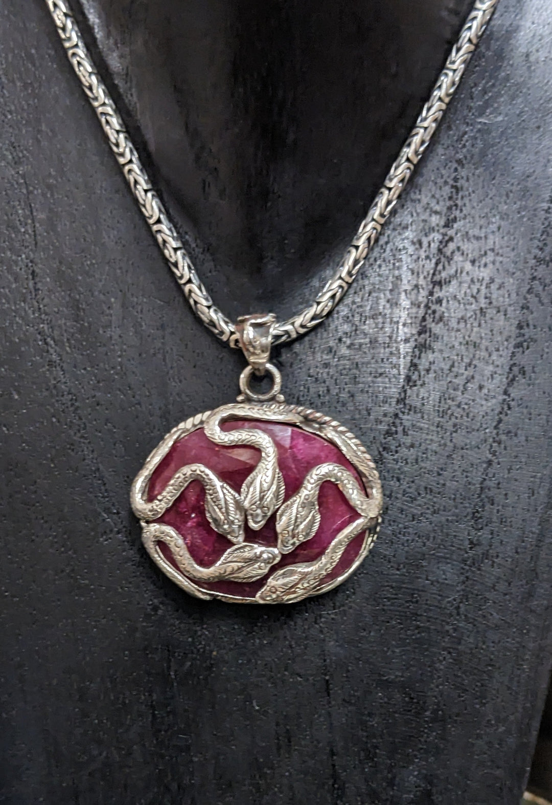 Mystical Snake Ruby Pendant - Floating Lotus