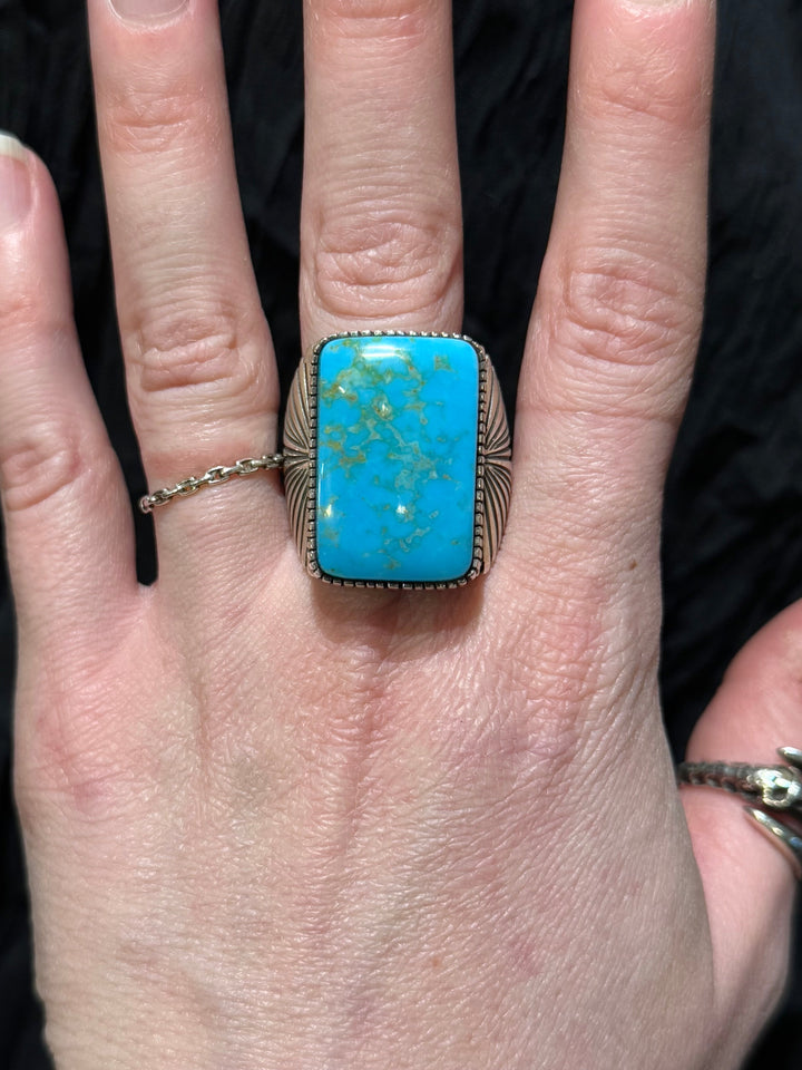 Navajo Kingman Turquoise Ring - Floating Lotus