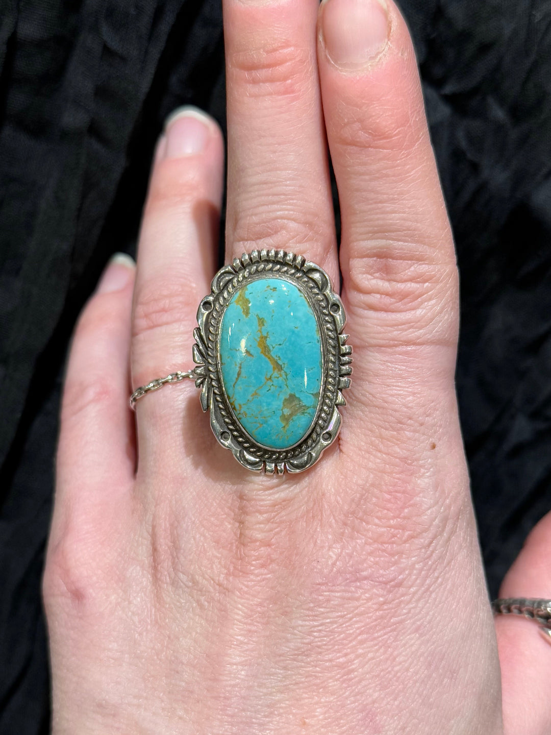 Navajo Turquoise Shield Ring - Floating Lotus