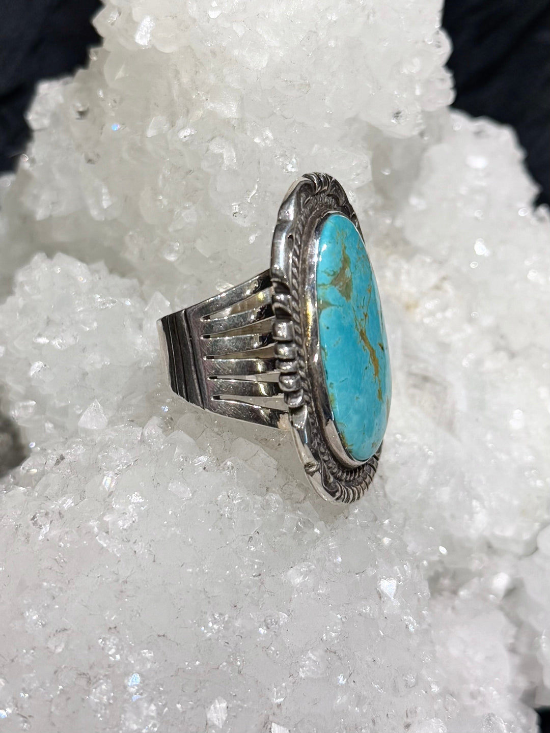 Navajo Turquoise Shield Ring - Floating Lotus