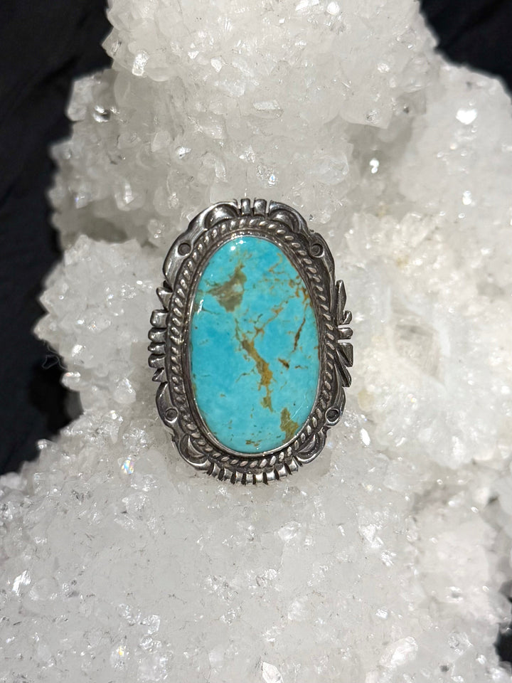 Navajo Turquoise Shield Ring - Floating Lotus