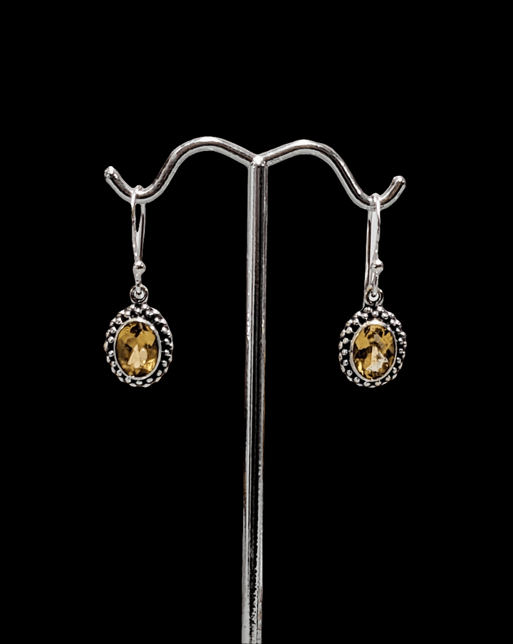 Oval Citrine Earrings - Floating Lotus