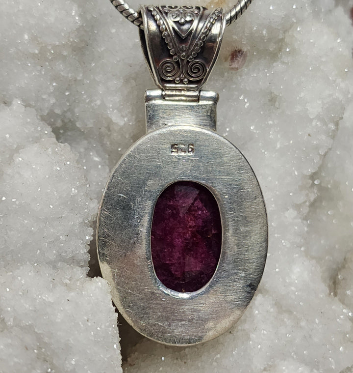 Oval Ruby Pendant - Floating Lotus