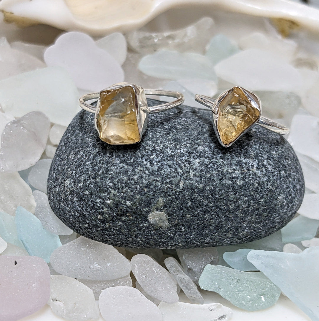 Protection and Positivity Citrine Ring - Floating Lotus