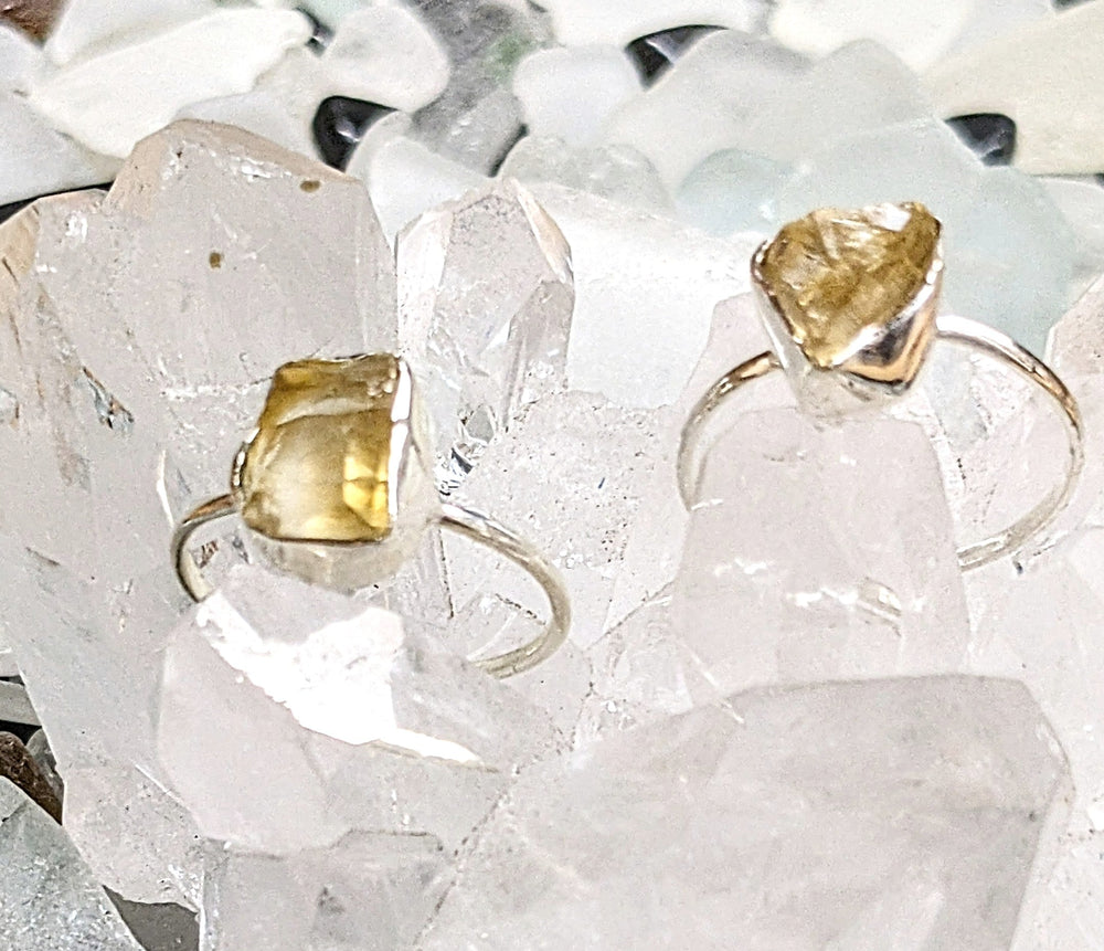 Protection and Positivity Citrine Ring - Floating Lotus