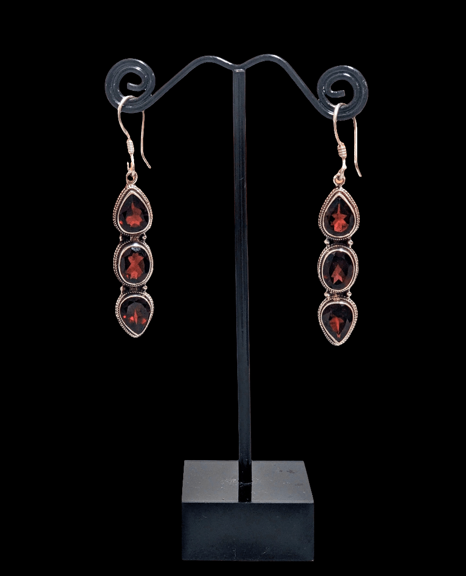 Radiant Garnet Drop Earrings - Floating Lotus