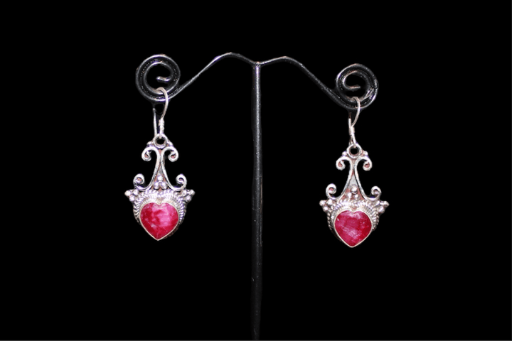 Ruby Heart Earrings - Floating Lotus