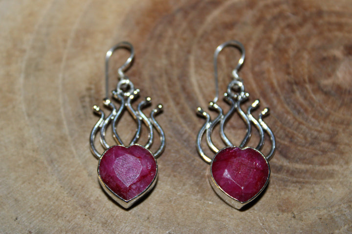 Ruby Heart Earrings - Floating Lotus