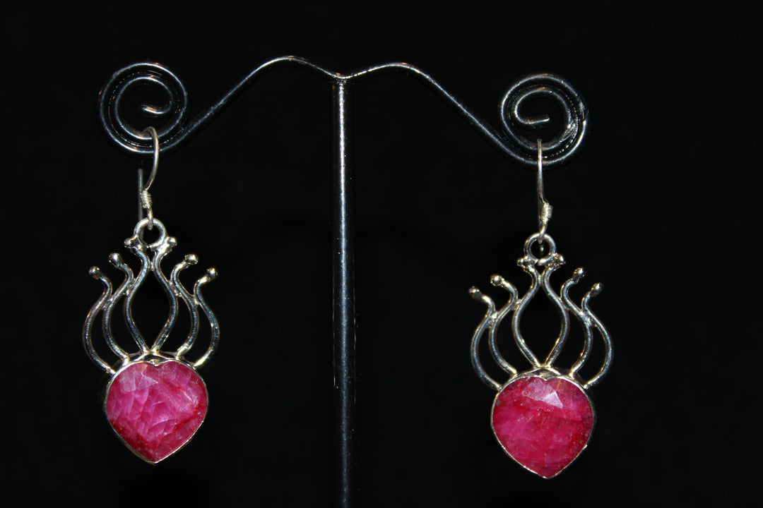 Ruby Heart Earrings - Floating Lotus