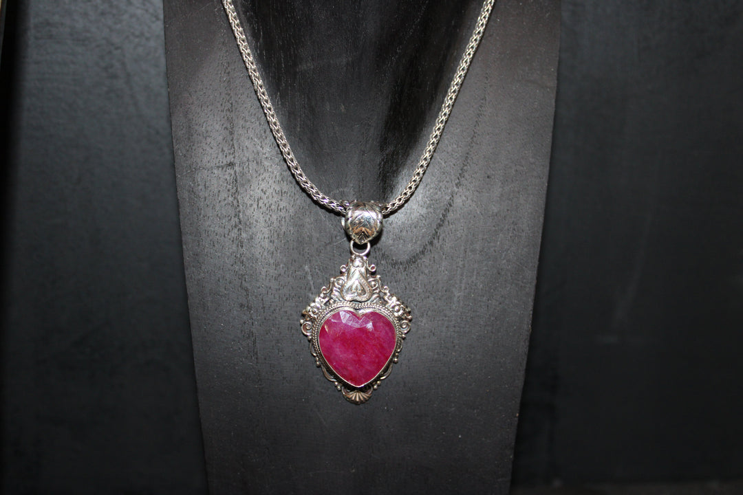 Ruby Heart Pendant - Floating Lotus