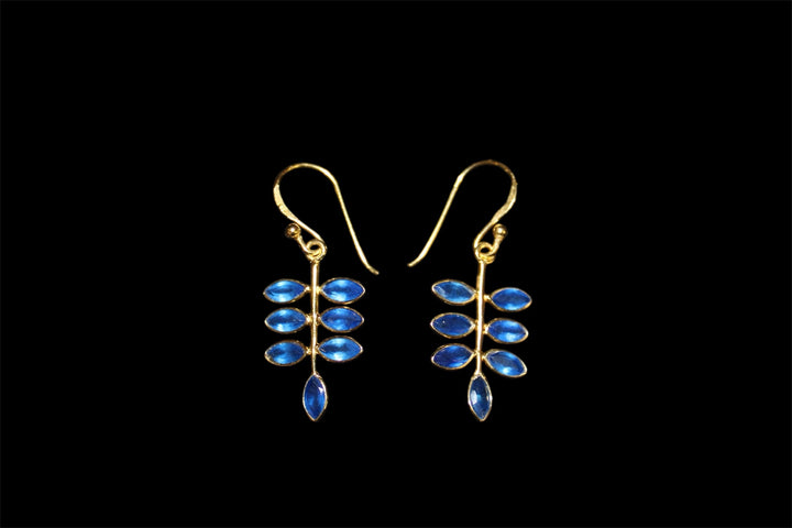 Sapphire Gold Earrings - Floating Lotus