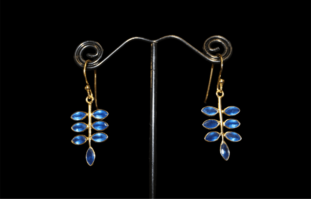 Sapphire Gold Earrings - Floating Lotus