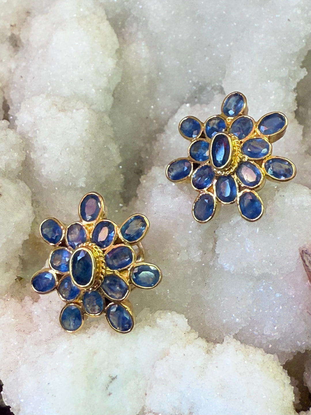 Sapphire Star Stud Earrings - Floating Lotus