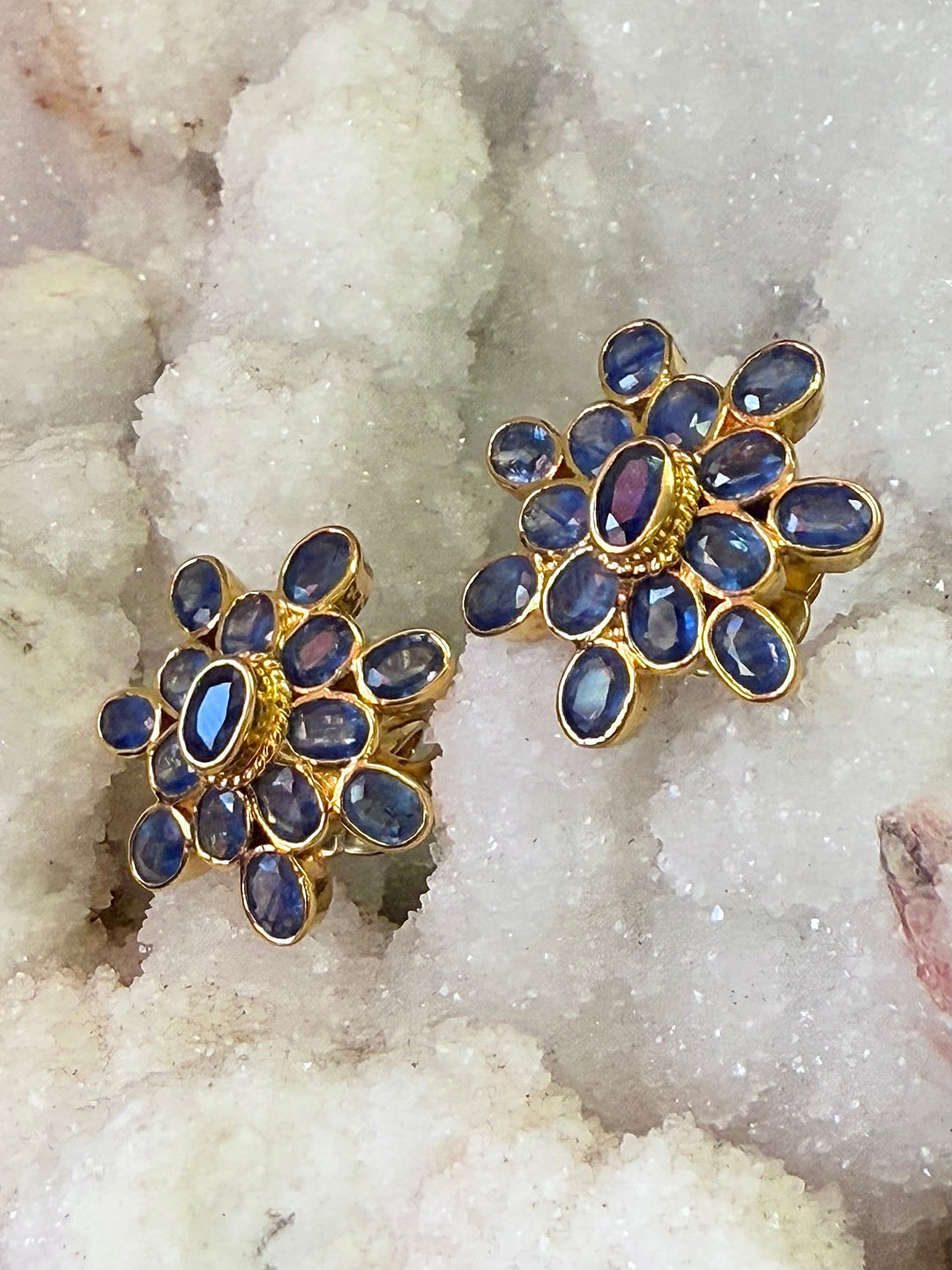 Sapphire Star Stud Earrings - Floating Lotus