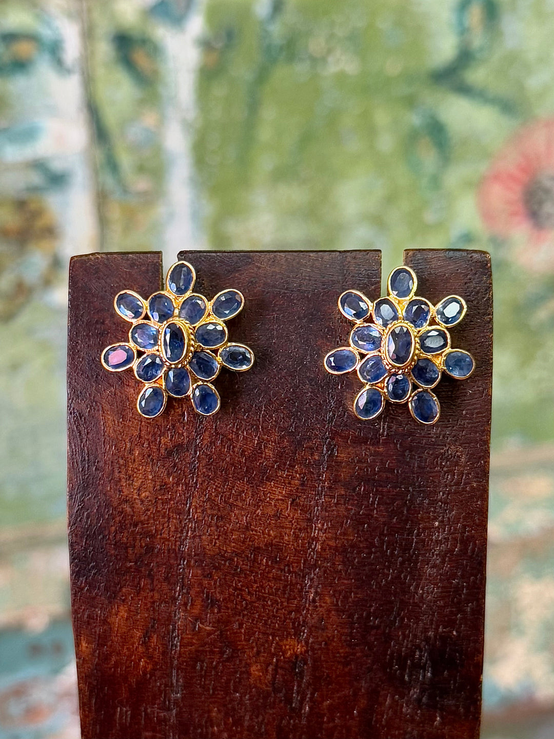 Sapphire Star Stud Earrings - Floating Lotus