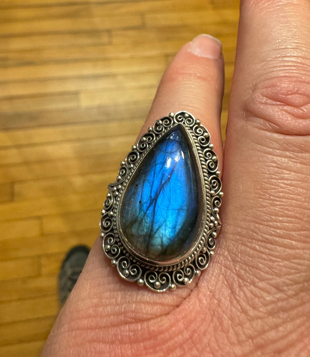 Star Fire Labradorite Ring - Floating Lotus