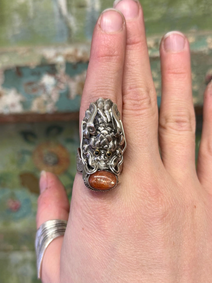 Sunstone Dragon Ring - Floating Lotus