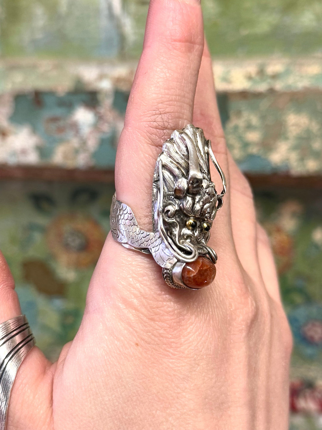 Sunstone Dragon Ring - Floating Lotus