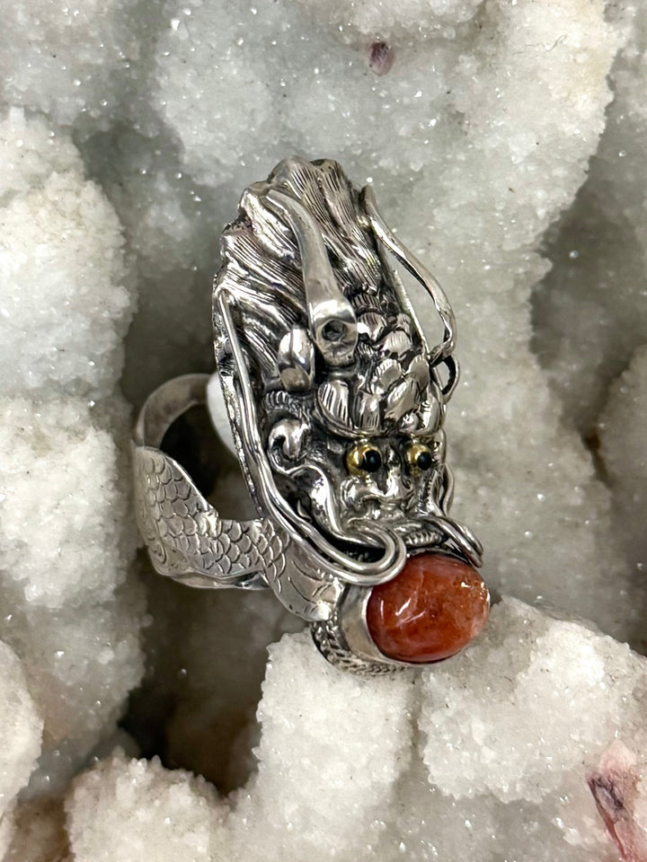 Sunstone Dragon Ring - Floating Lotus