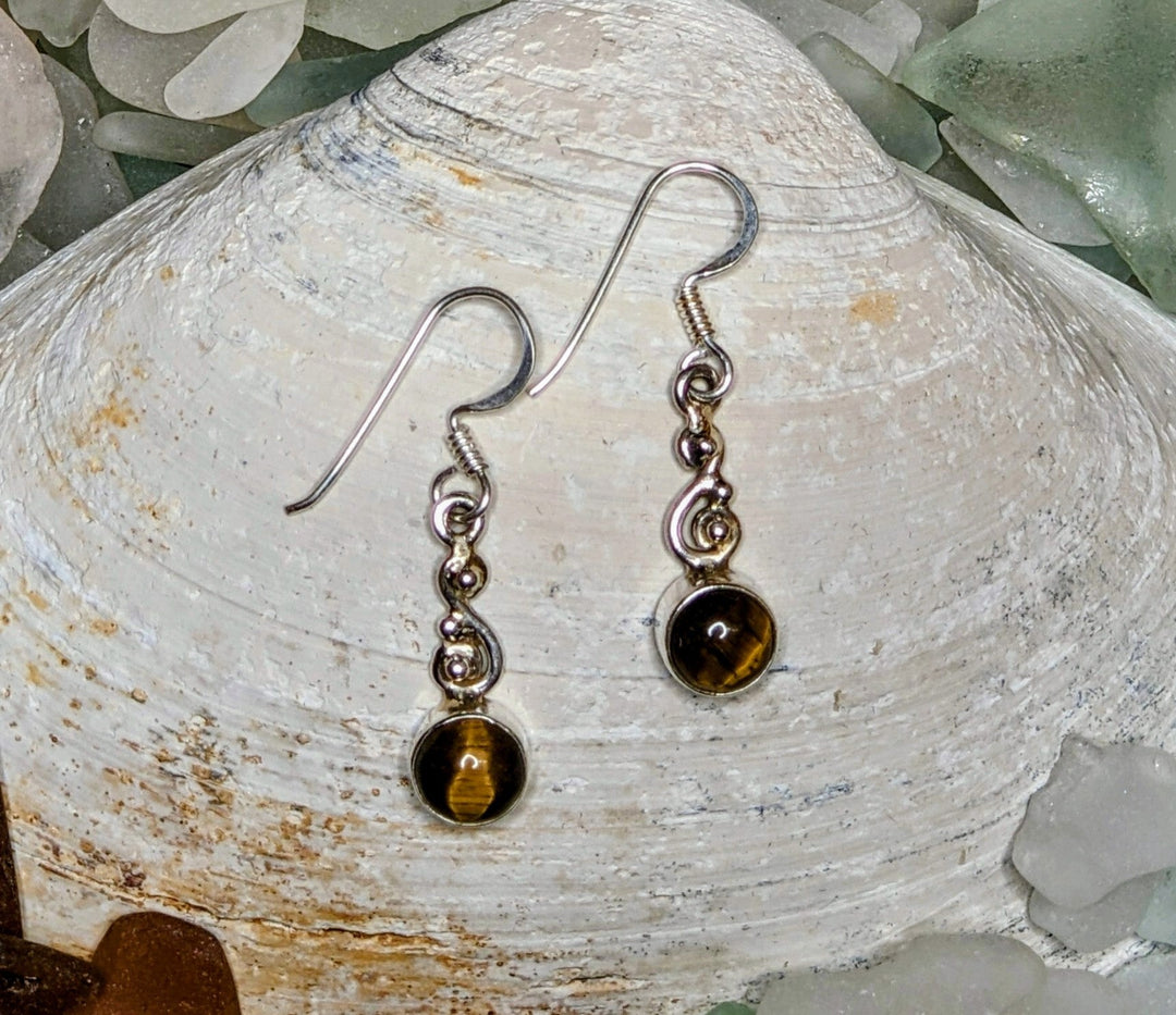 Tiger's Eye Drop Earrings - Floating Lotus