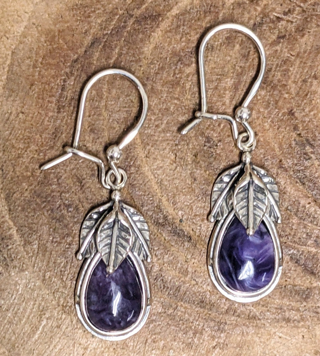 Transformation Charoite Earrings - Floating Lotus