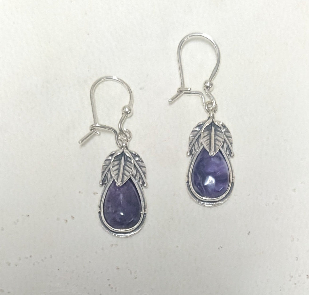 Transformation Charoite Earrings - Floating Lotus