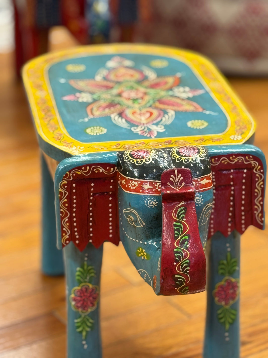 Wooden Elephant Bench - Floating Lotus