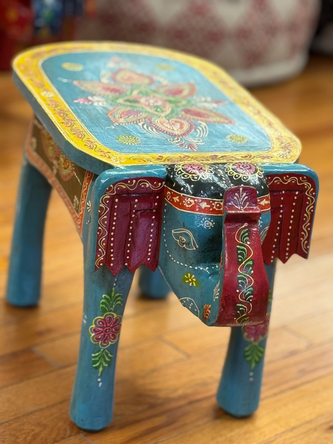 Wooden Elephant Bench - Floating Lotus