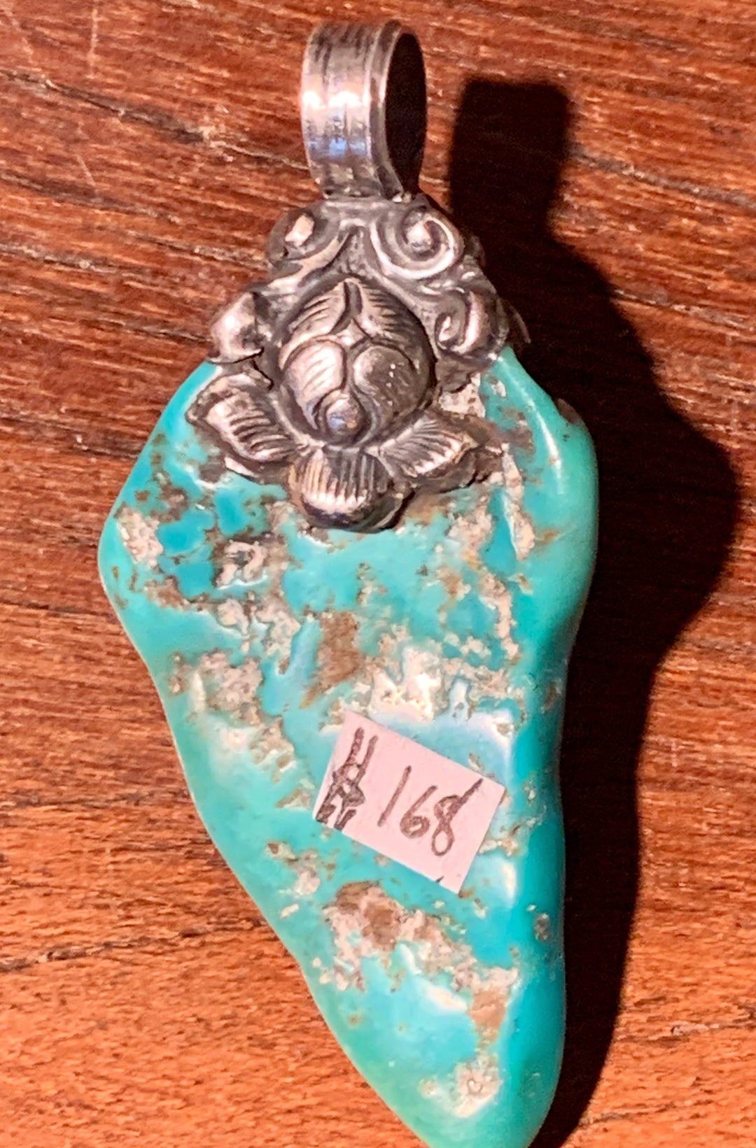 Raw Turquoise and Coral Pendant - Floating Lotus