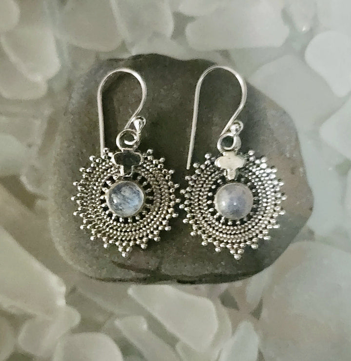 Circle Infinity Moonstone Earrings