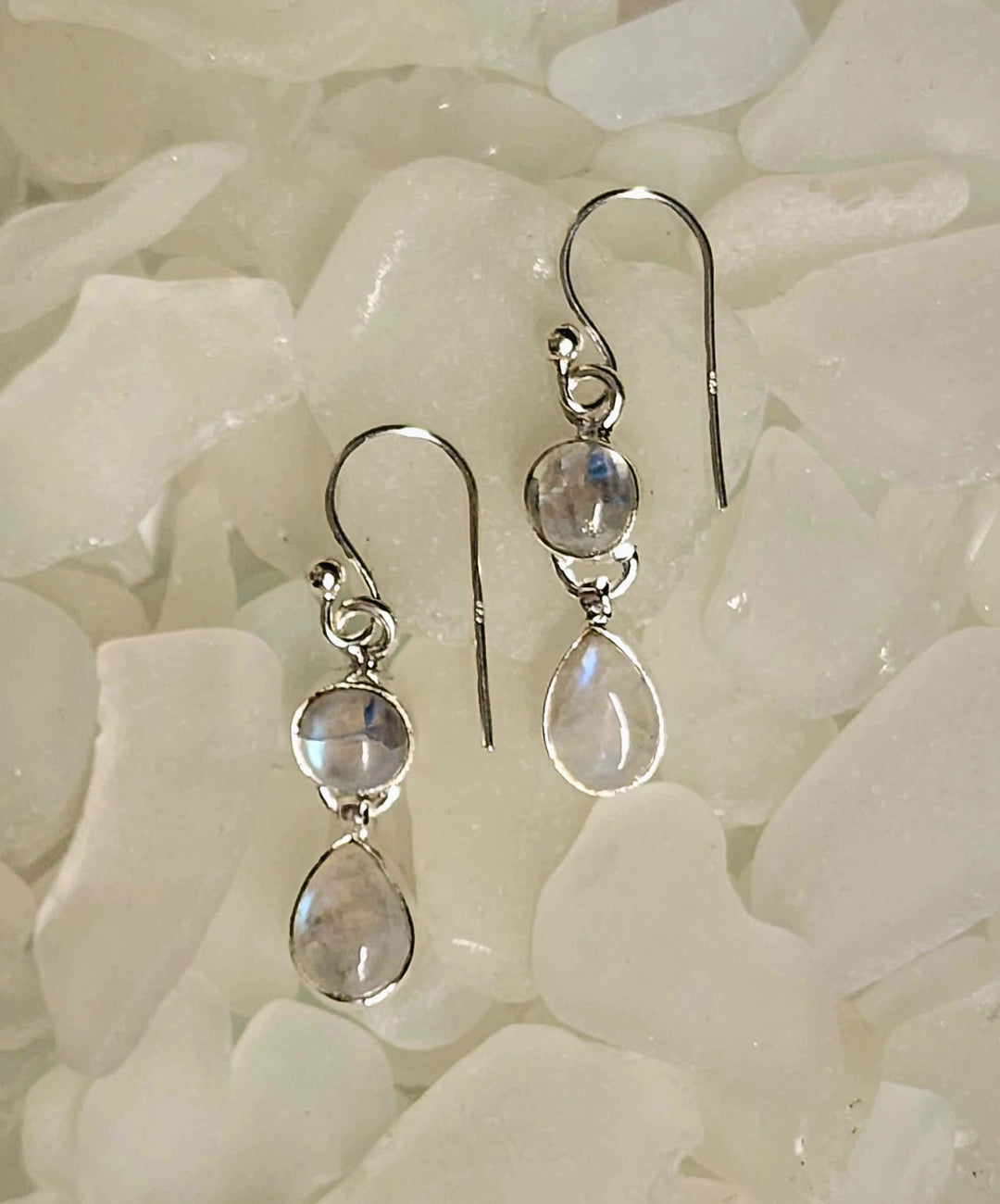 Double Drop Moonstone Earrings