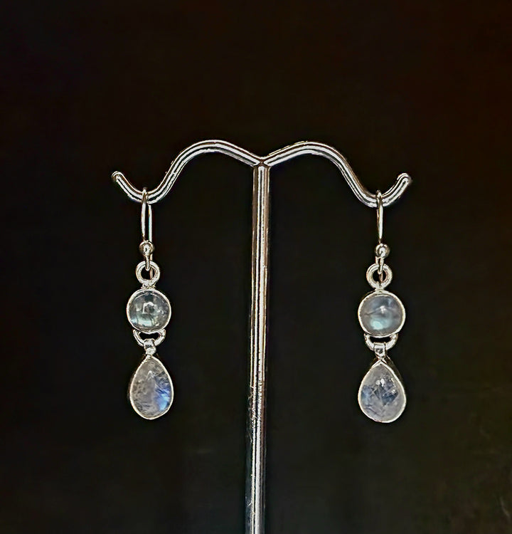 Double Drop Moonstone Earrings