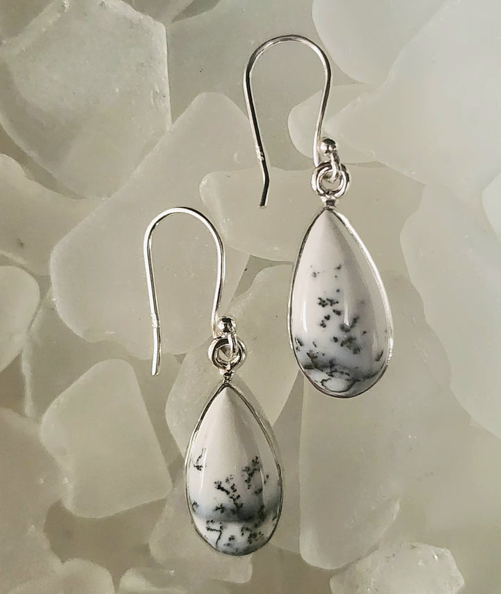 Dendrite Agate Teardrop Earrings