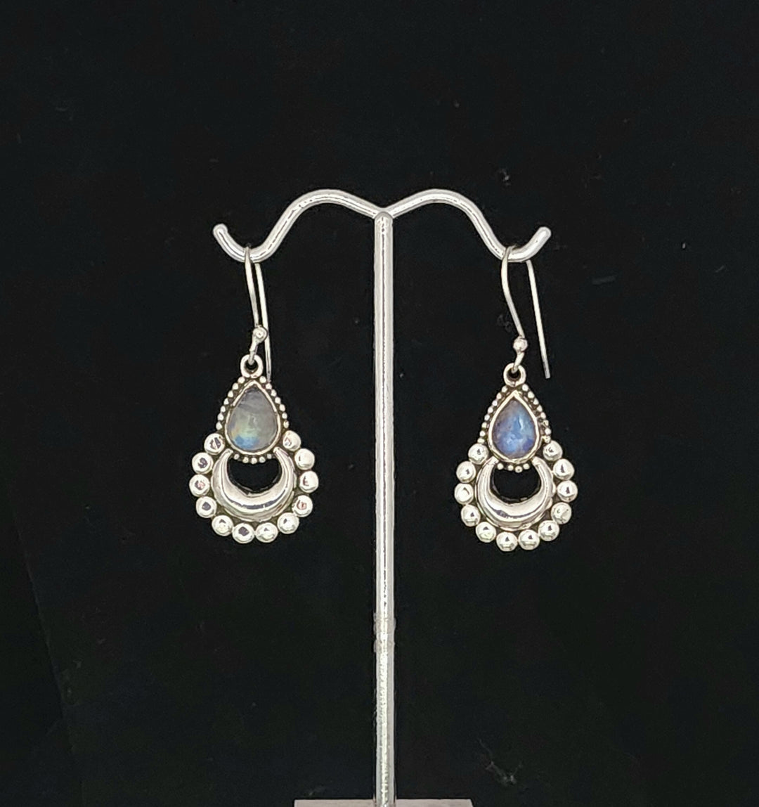 Teardrop Loop Moonstone Earrings