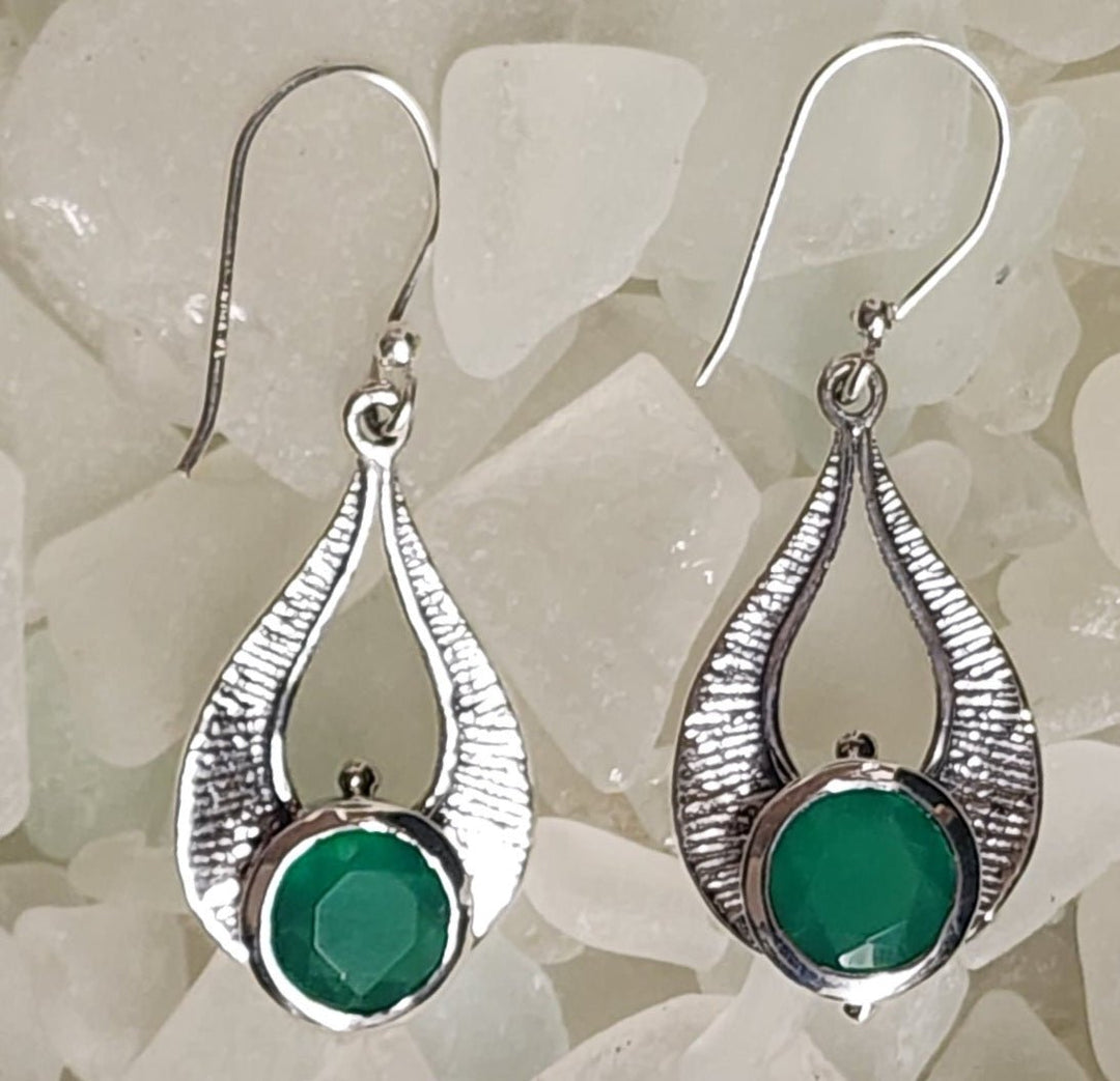 Green Onyx Teardrop Earrings