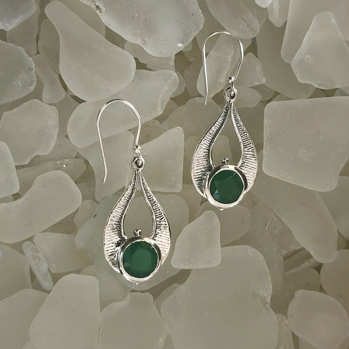 Green Onyx Teardrop Earrings