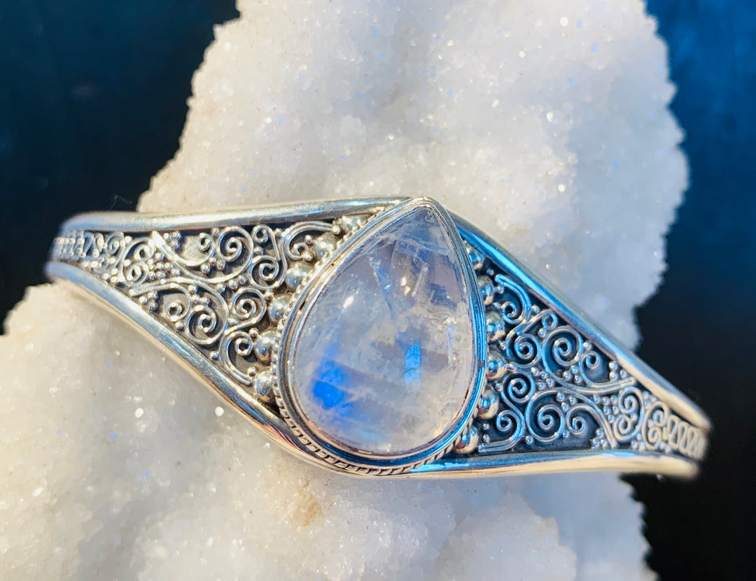 Swirling Moonstone Goddess Cuff - Floating Lotus