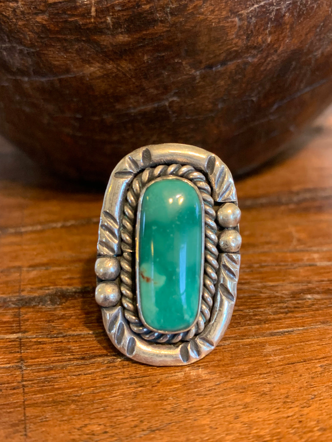 Antique Turquoise Ring - Floating Lotus