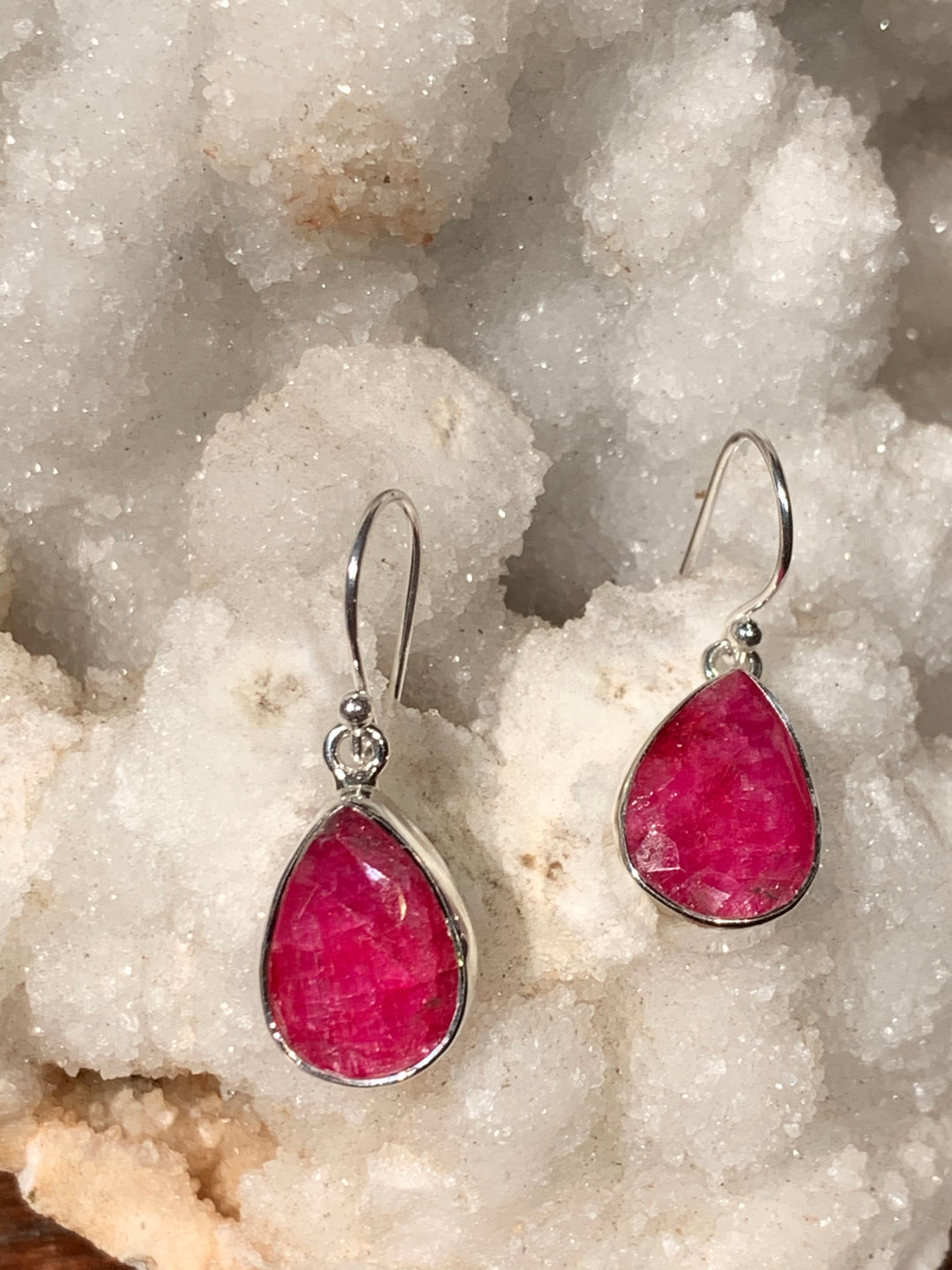 Ruby Teardrop Earrings - Floating Lotus