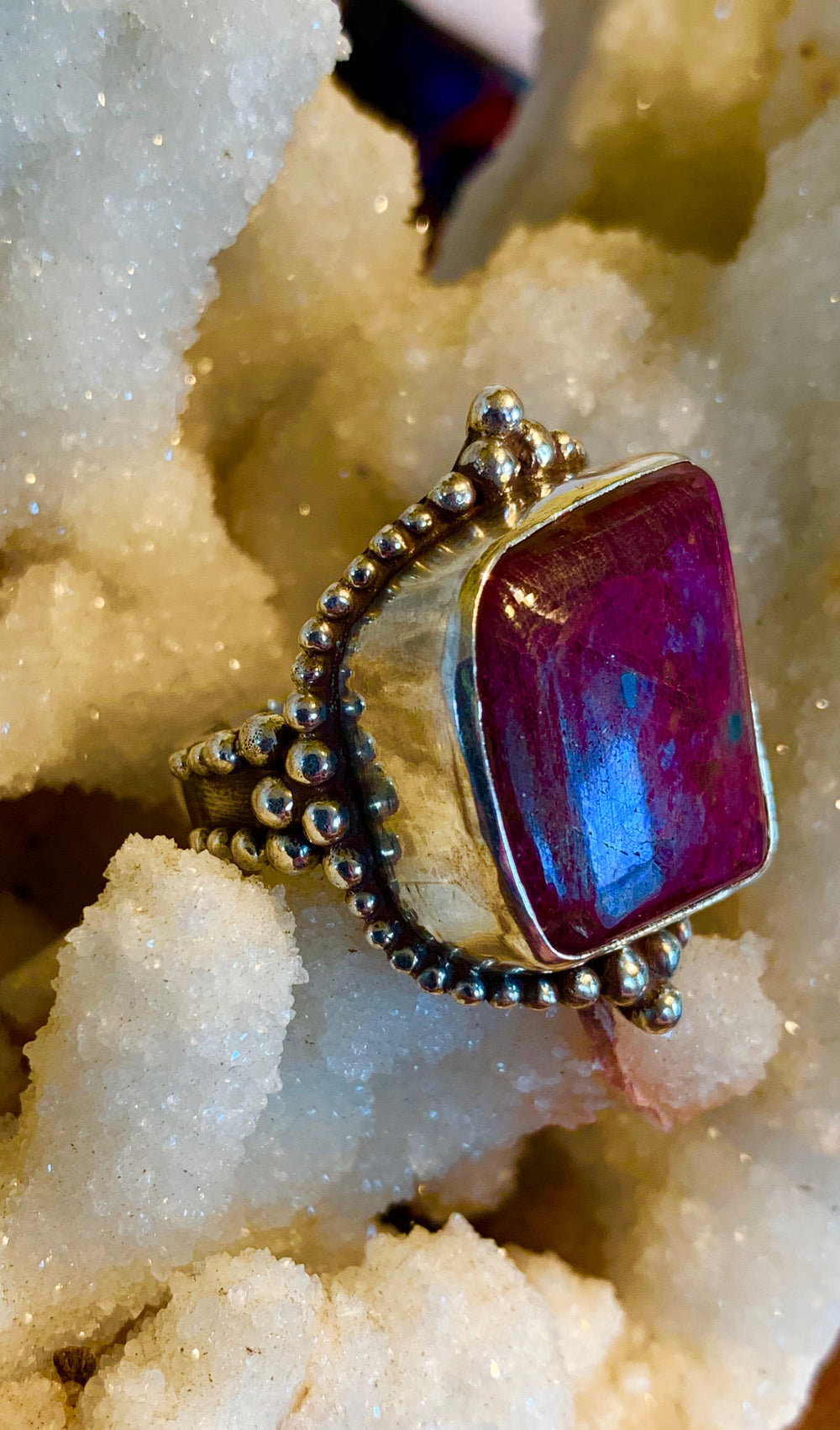 Antique Ruby Ring - Floating Lotus