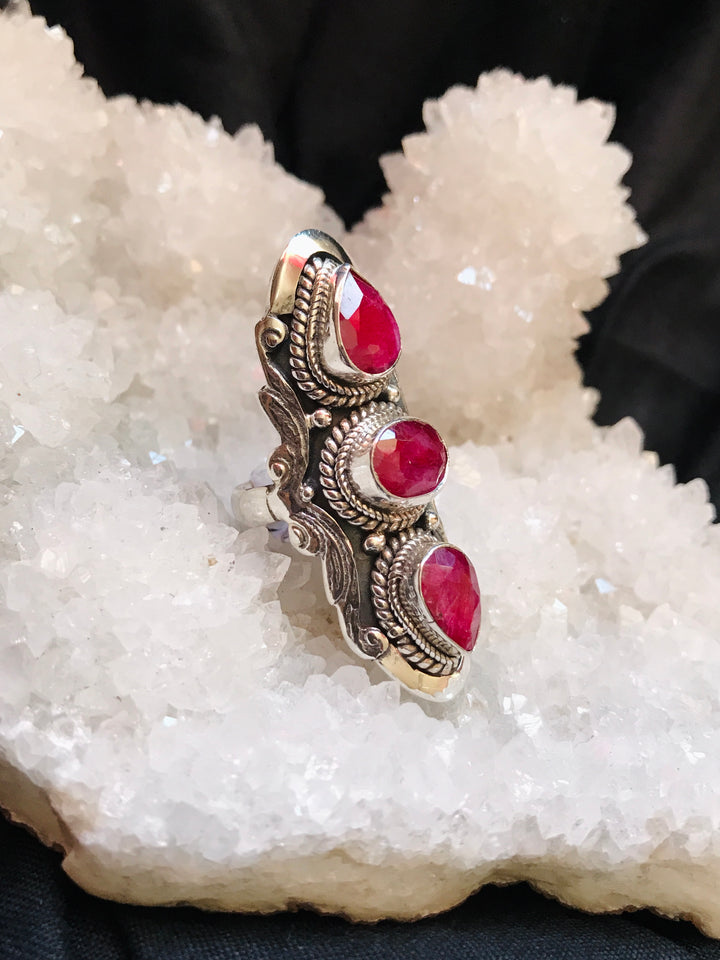 Three of Hearts Ruby Ring